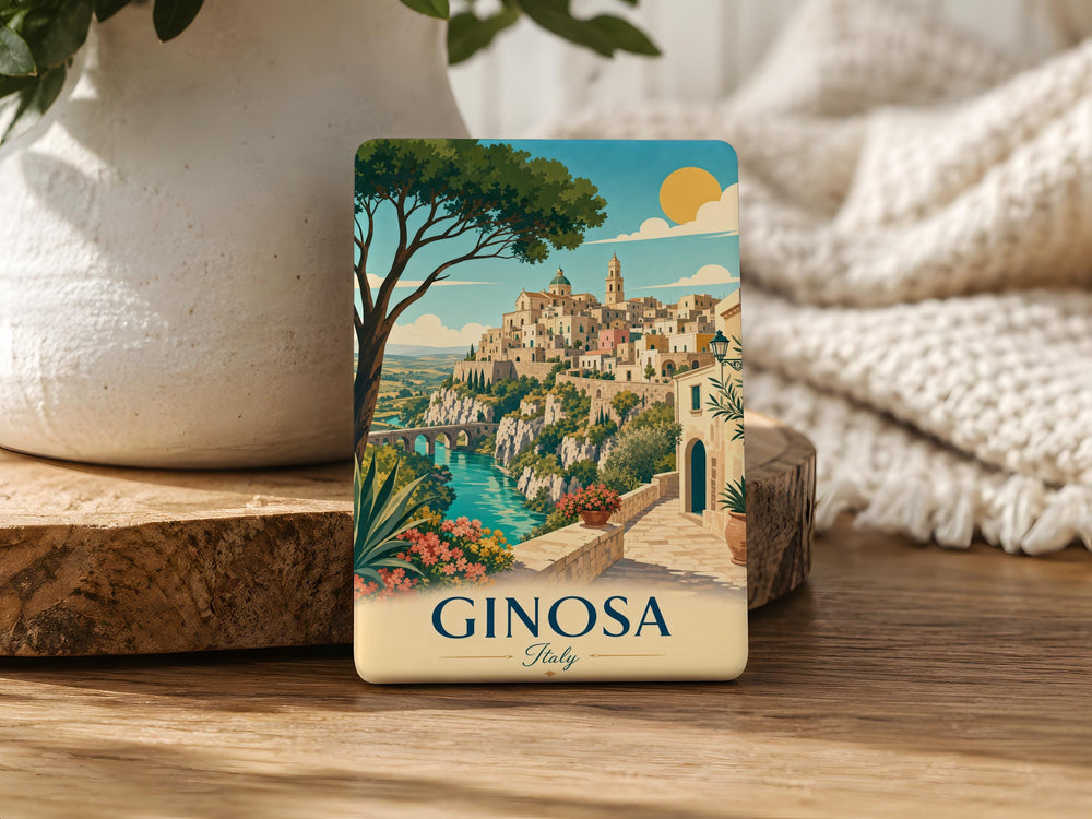 Ginosa Italy Fridge Magnet, Ginosa Travel Souvenir Magnet, Italy Town Landmark Keepsake Magnet, Apulia Italy Gift Magnet