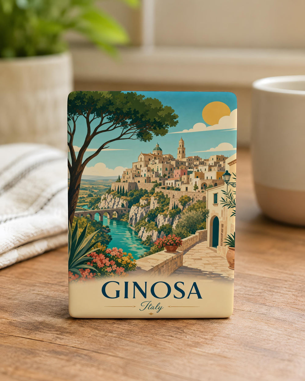 Ginosa Italy Fridge Magnet, Ginosa Travel Souvenir Magnet, Italy Town Landmark Keepsake Magnet, Apulia Italy Gift Magnet