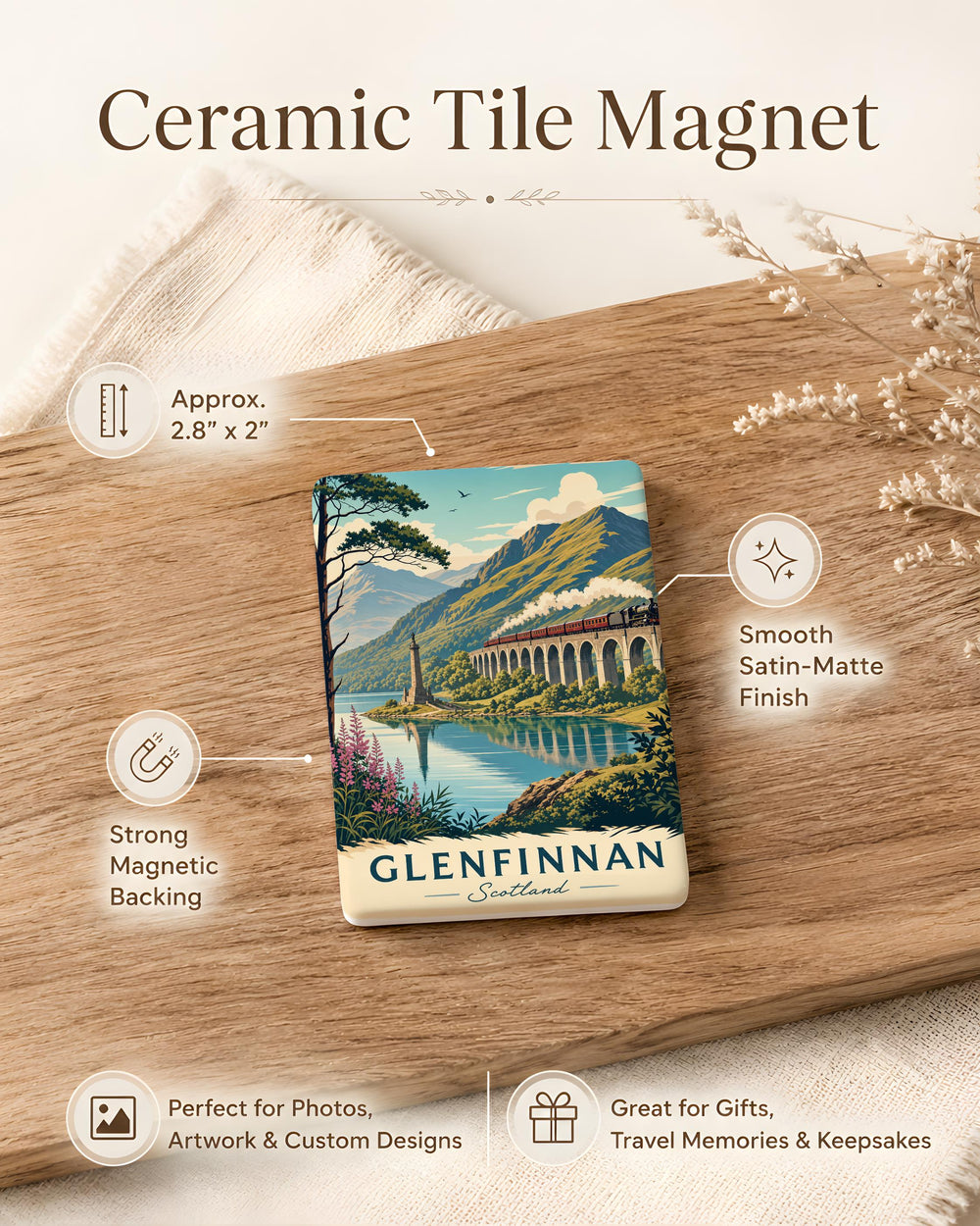 Glenfinnan Scotland Fridge Magnet, Glenfinnan Viaduct Landmark Souvenir, Scottish Highlands Travel Keepsake Magnet