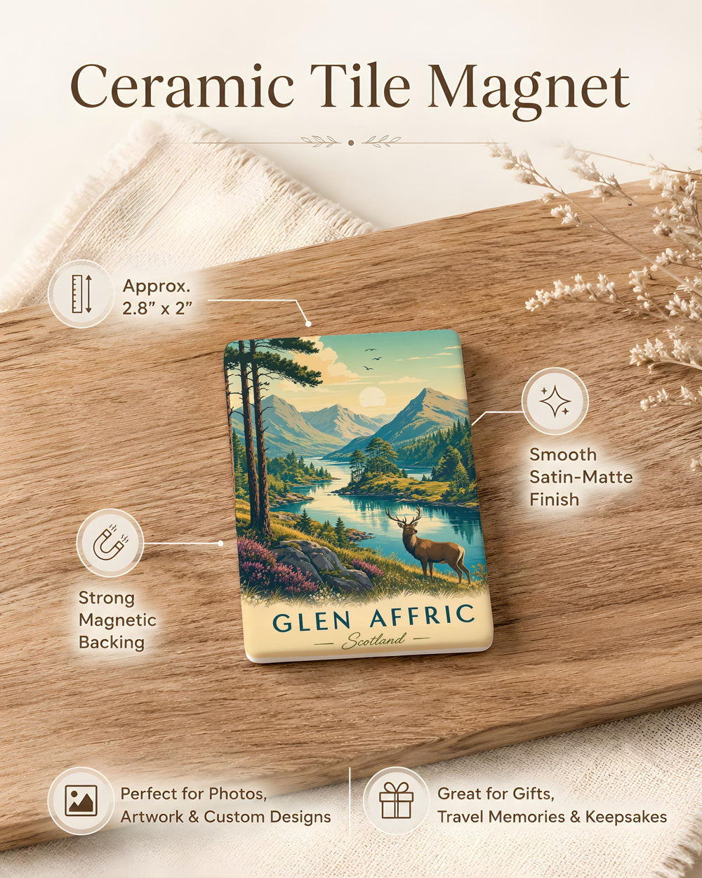 Glen Affric Fridge Magnet, Scottish Highlands Landscape Souvenir Magnet, Glen Affric Scotland Travel Keepsake Magnet