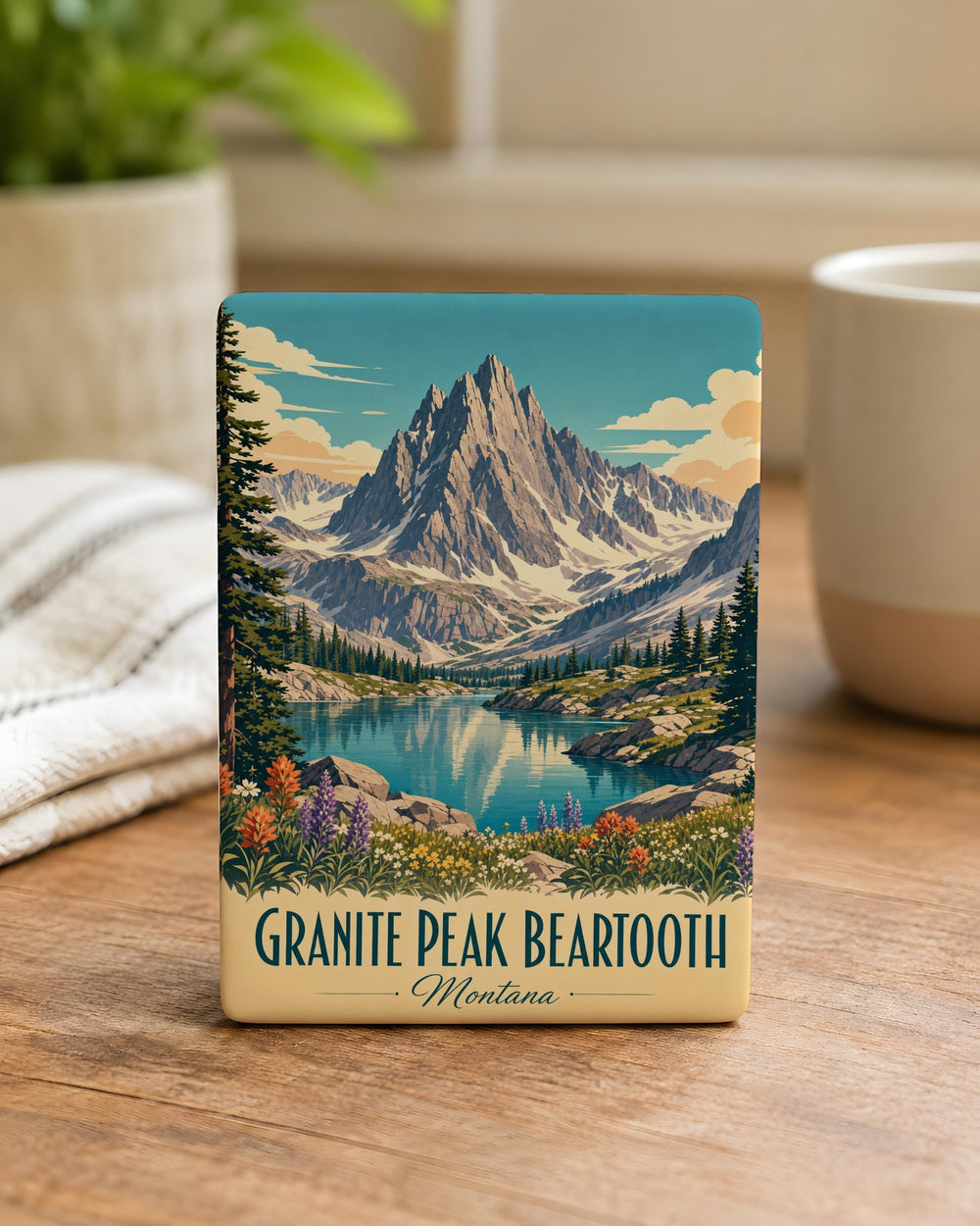 Granite Peak Beartooth Mountains Fridge Magnet, Montana Mountain Summit Souvenir Magnet, Outdoor Hiking Adventure Keepsake