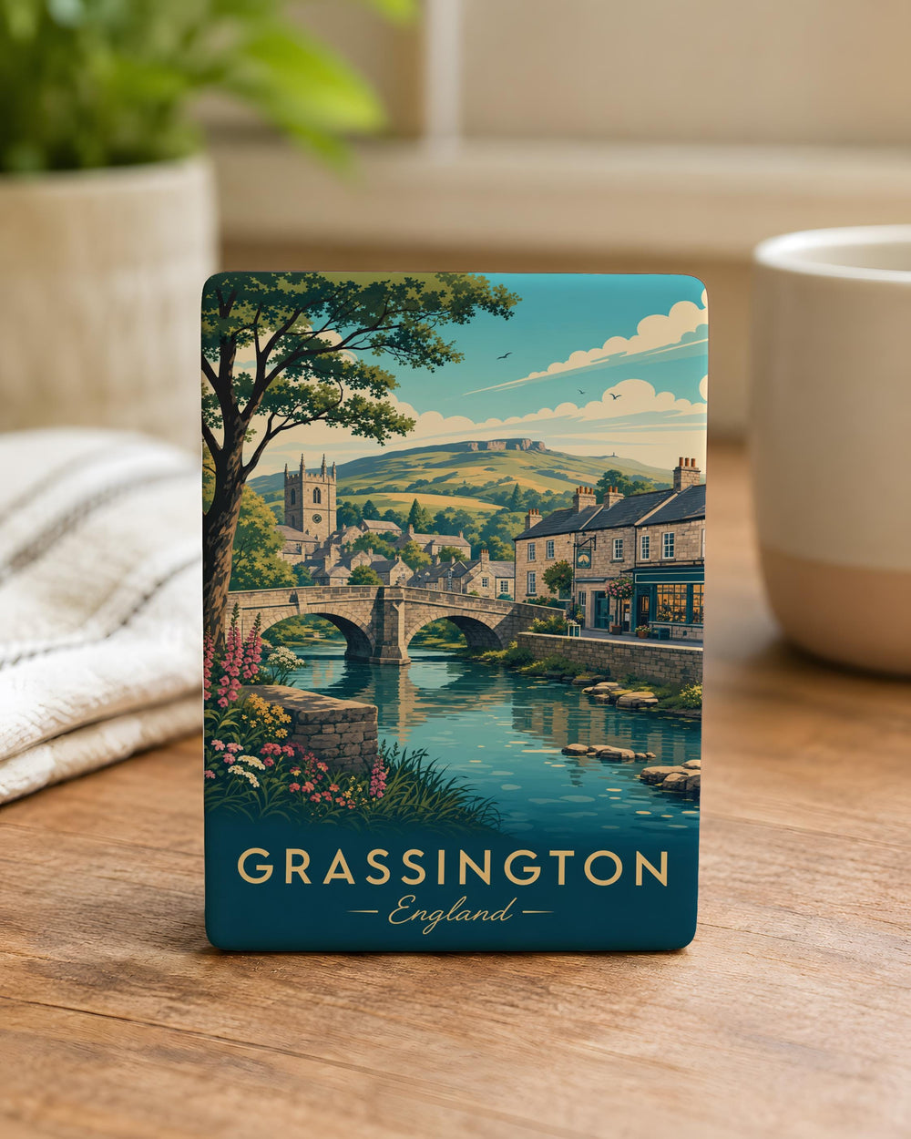 Grassington England Fridge Magnet, Yorkshire Village Souvenir, Grassington Town Travel Keepsake Magnet, UK Gift