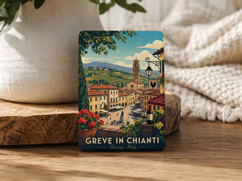 Greve in Chianti Town Fridge Magnet, Tuscany Italy Travel Souvenir, Italian Village Landmark Keepsake Magnet