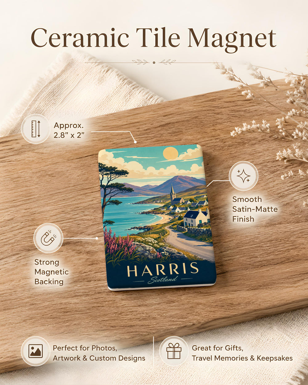 Harris Scotland Fridge Magnet, Harris Island Souvenir Magnet, Outer Hebrides Travel Keepsake, Scotland Vacation Gift