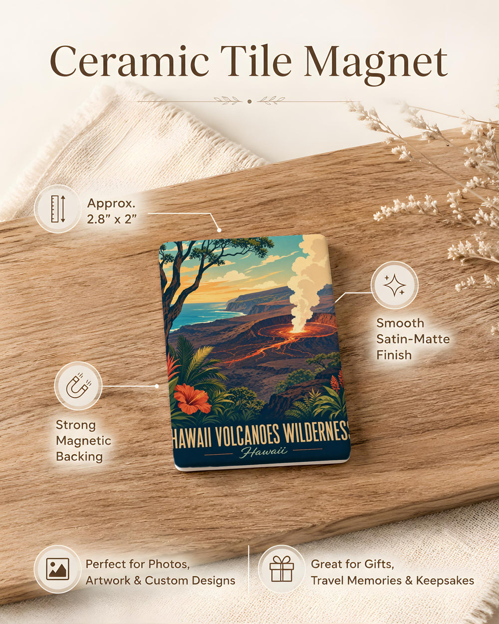 Hawaii Volcanoes Wilderness Fridge Magnet, Volcano National Park Souvenir, Big Island Hawaii Travel Keepsake Magnet