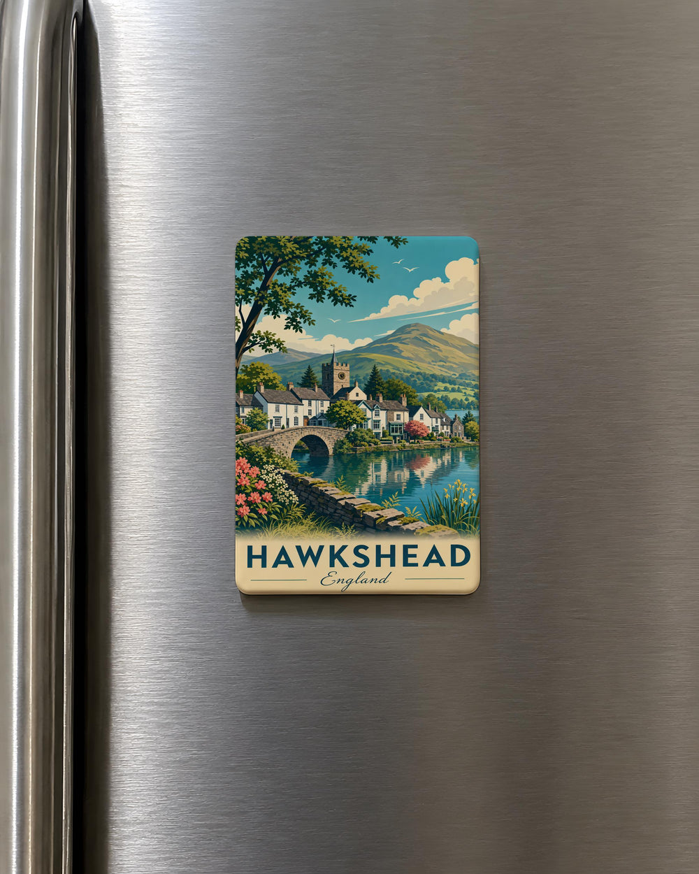 Hawkshead England Fridge Magnet, Lake District Village Souvenir, Cumbria Travel Keepsake, UK Landmark Gift