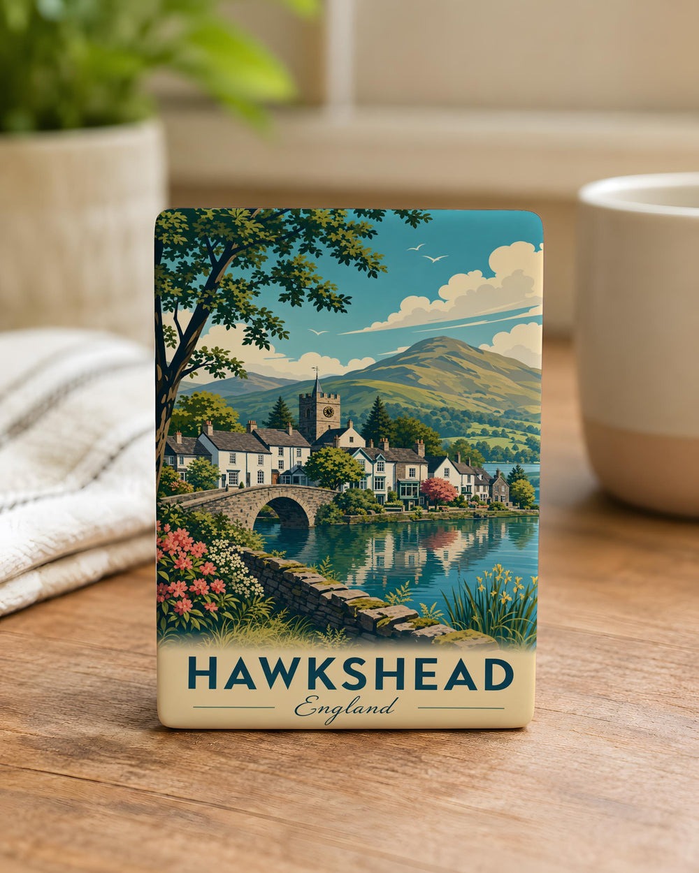 Hawkshead England Fridge Magnet, Lake District Village Souvenir, Cumbria Travel Keepsake, UK Landmark Gift