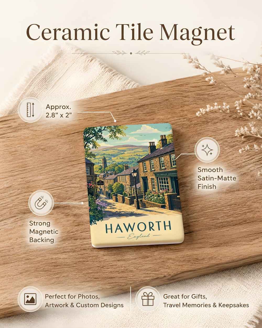Haworth England Fridge Magnet, Haworth Village Souvenir Magnet, Yorkshire Travel Gift, Brontë Country Keepsake Magnet