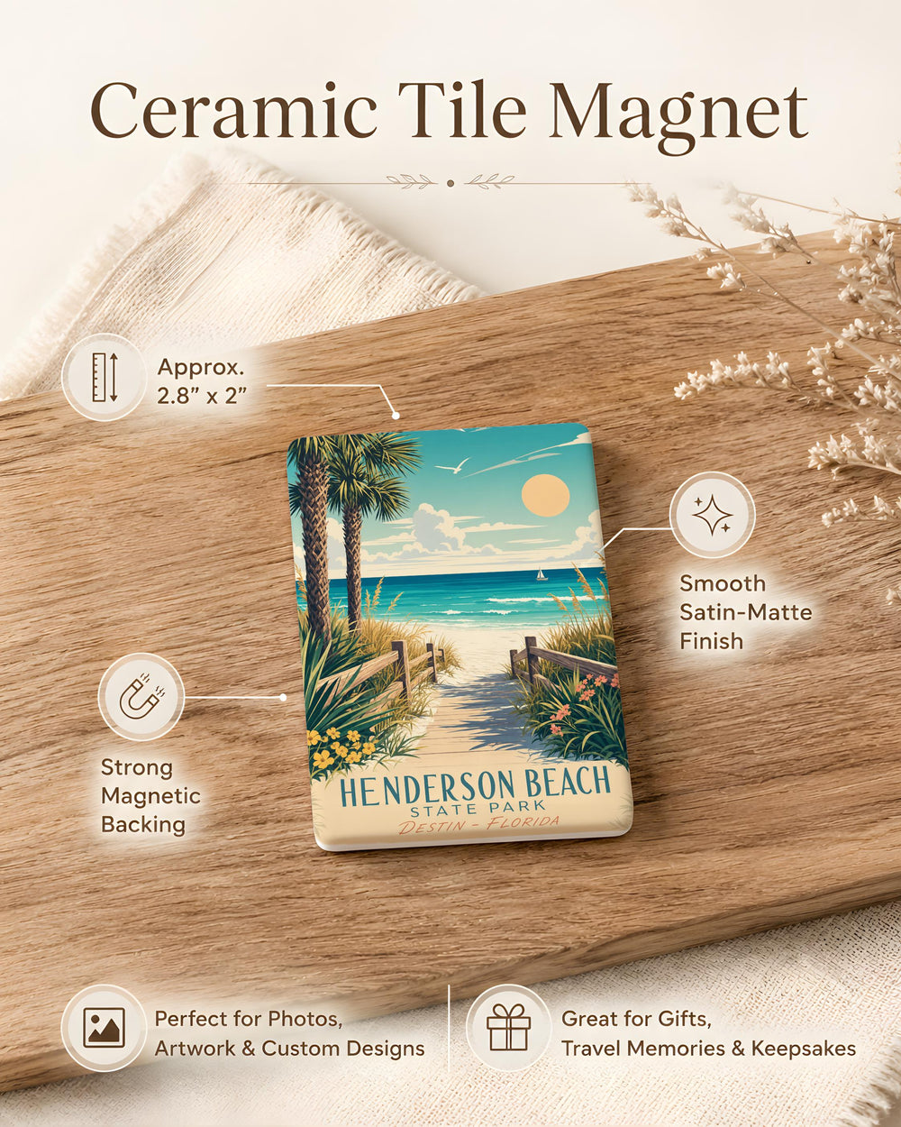 Henderson Beach State Park Fridge Magnet, Florida Beach Souvenir Magnet, Destin FL Travel Gift, Coastal Vacation Keepsake