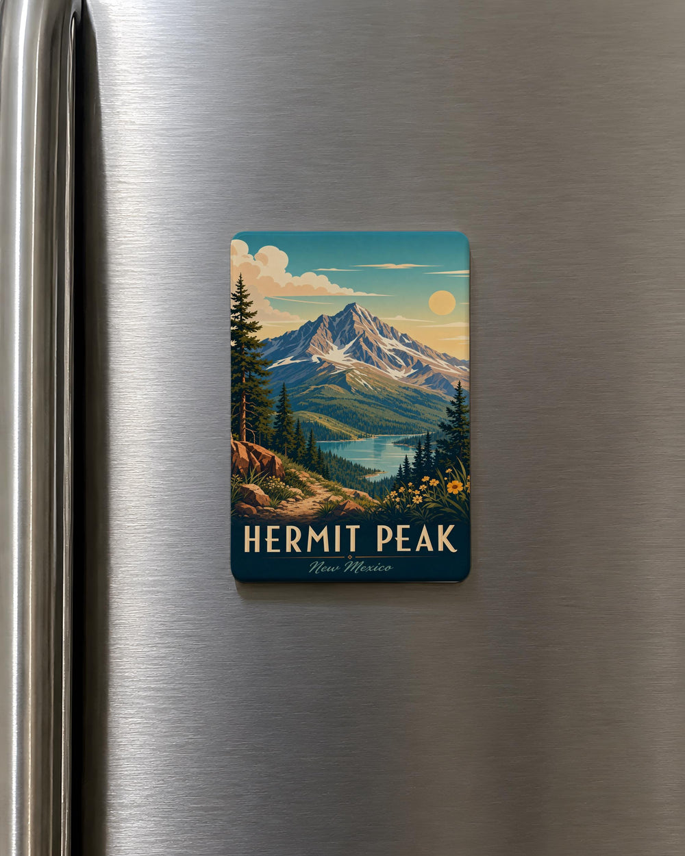 Hermit Peak Fridge Magnet, New Mexico Mountain Landmark Souvenir, Outdoor Hiking Nature Gift