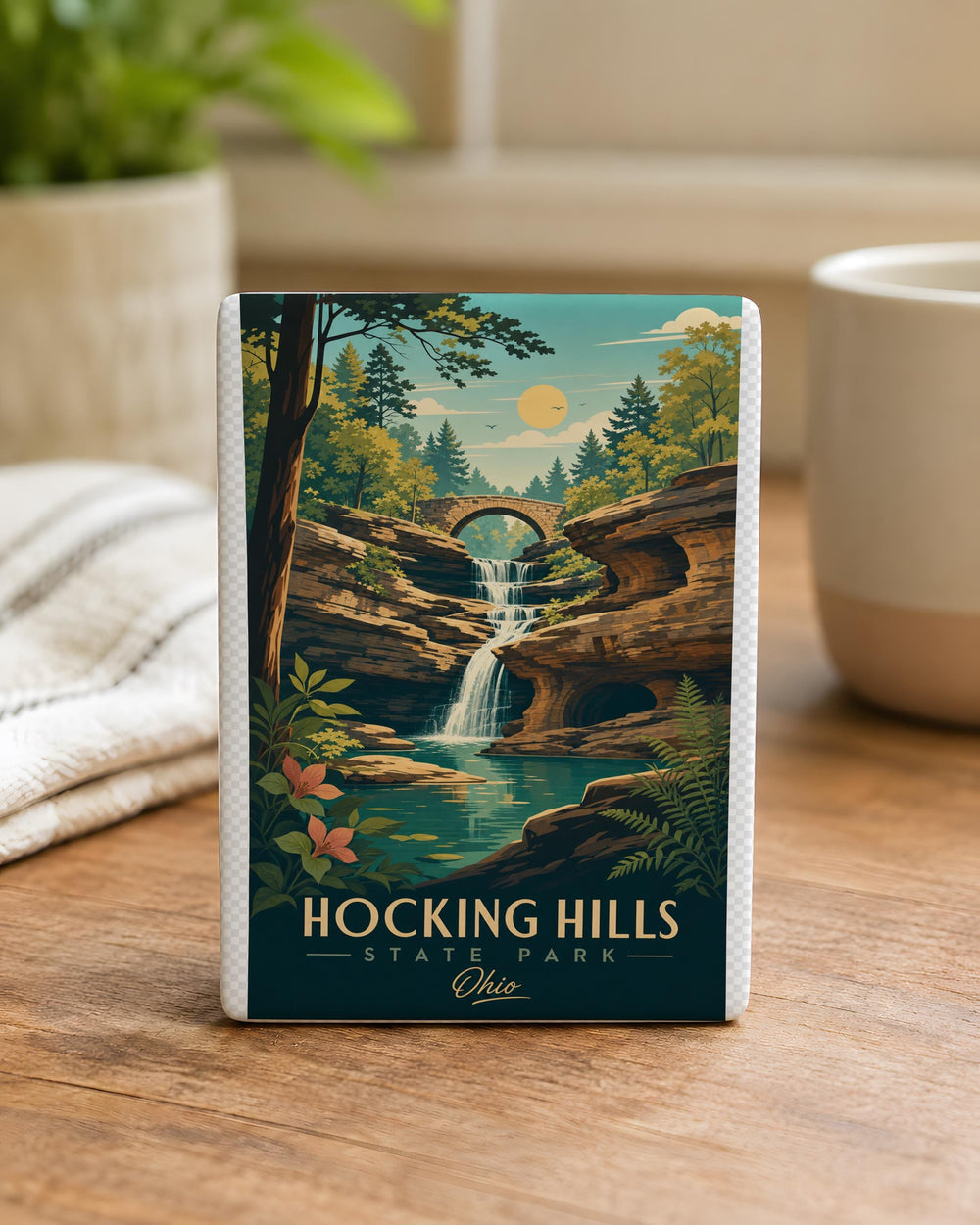 Hocking Hills State Park Fridge Magnet, Ohio Nature Souvenir, Hiking Trail and Waterfall Keepsake Magnet