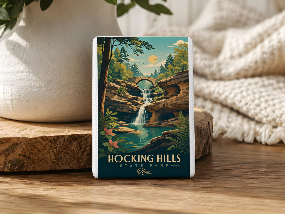 Hocking Hills State Park Fridge Magnet, Ohio Nature Souvenir, Hiking Trail and Waterfall Keepsake Magnet