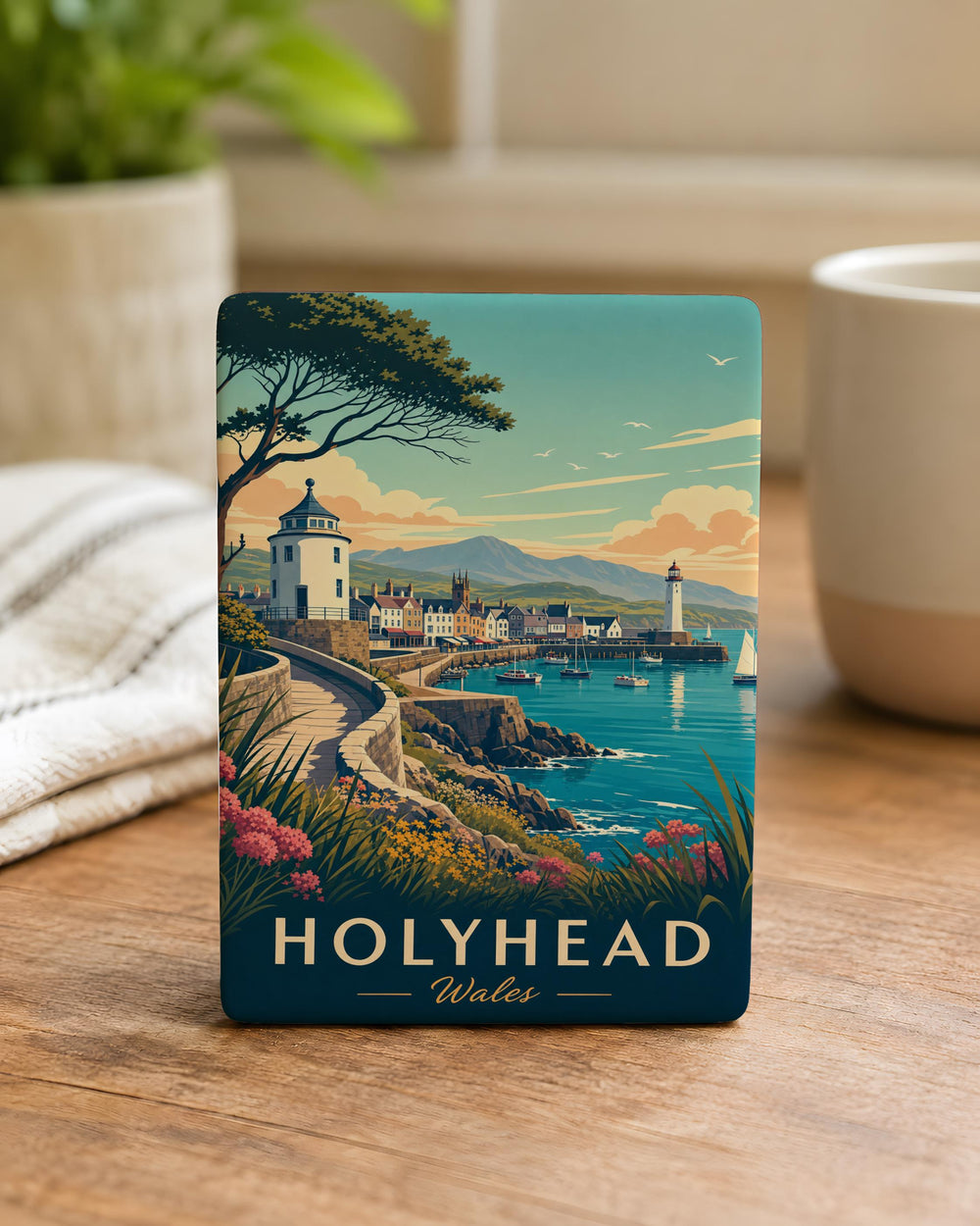 Holyhead Wales Fridge Magnet, Holyhead Harbor Souvenir Magnet, Anglesey Travel Gift, Wales Coastal Town Keepsake Magnet