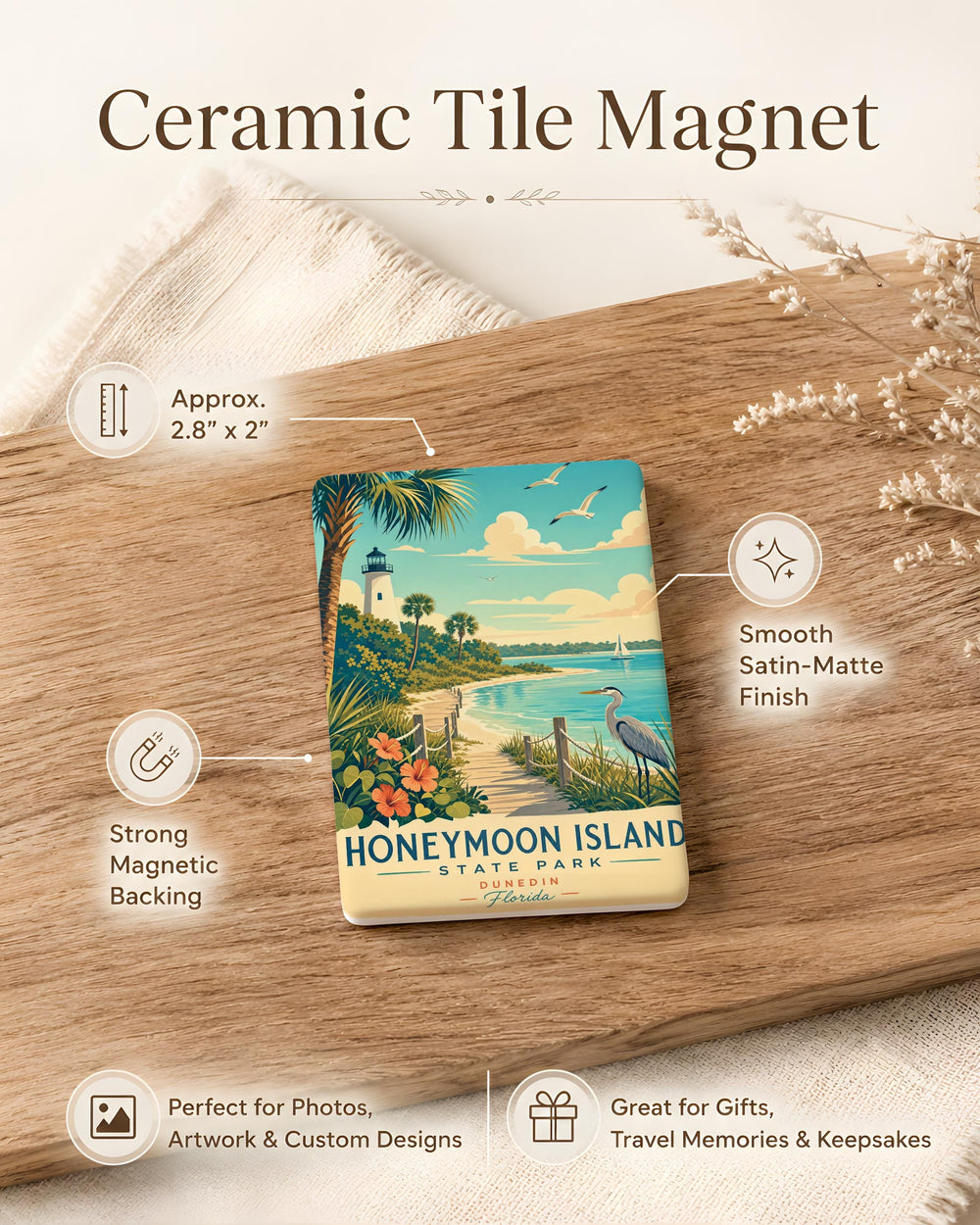 Honeymoon Island State Park Fridge Magnet, Florida Beach Nature Souvenir, Gulf Coast Travel Keepsake, Coastal Wildlife Gift