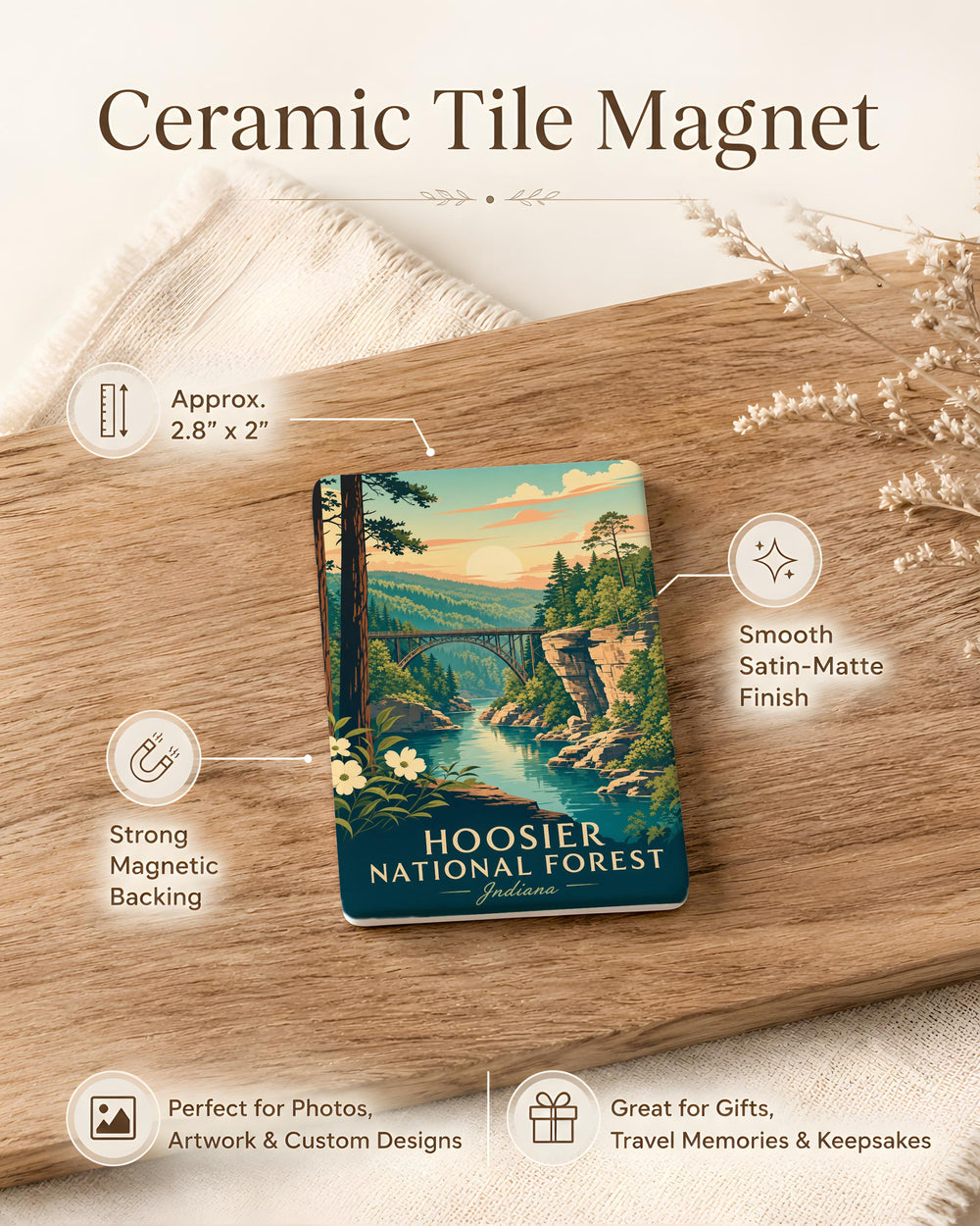 Hoosier National Forest Fridge Magnet, Indiana Nature Souvenir, Hiking Camping Outdoor Adventure Gift
