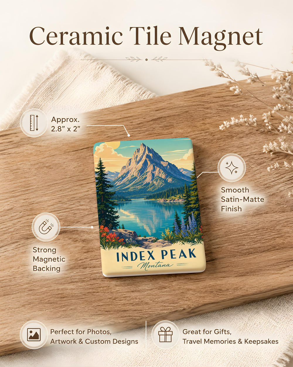 Index Peak Montana Fridge Magnet, Mountain Summit Souvenir Magnet, Montana Travel Keepsake, Outdoor Adventure Kitchen Magnet