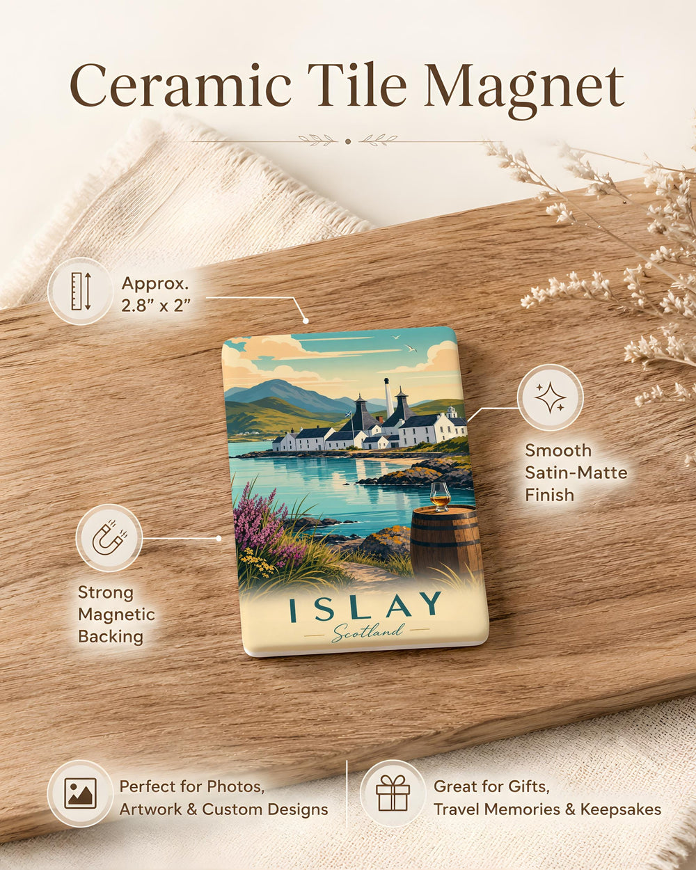 Islay Scotland Fridge Magnet, Scottish Isle Souvenir Magnet, Islay Island Travel Gift, Scotland Vacation Keepsake Magnet