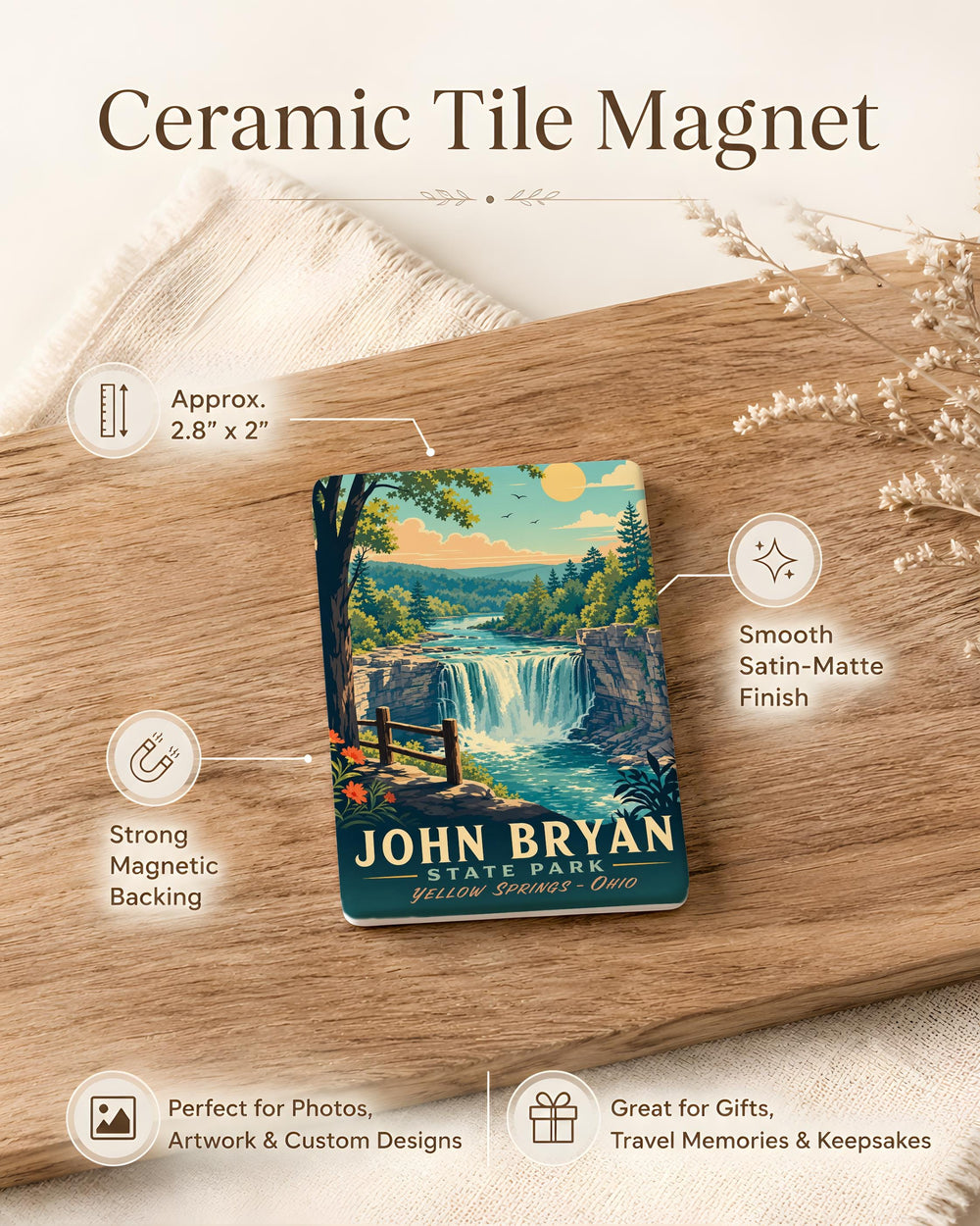 John Bryan State Park Fridge Magnet, Yellow Springs Ohio State Park Souvenir, Glen Helen Nature Preserve Gift Magnet