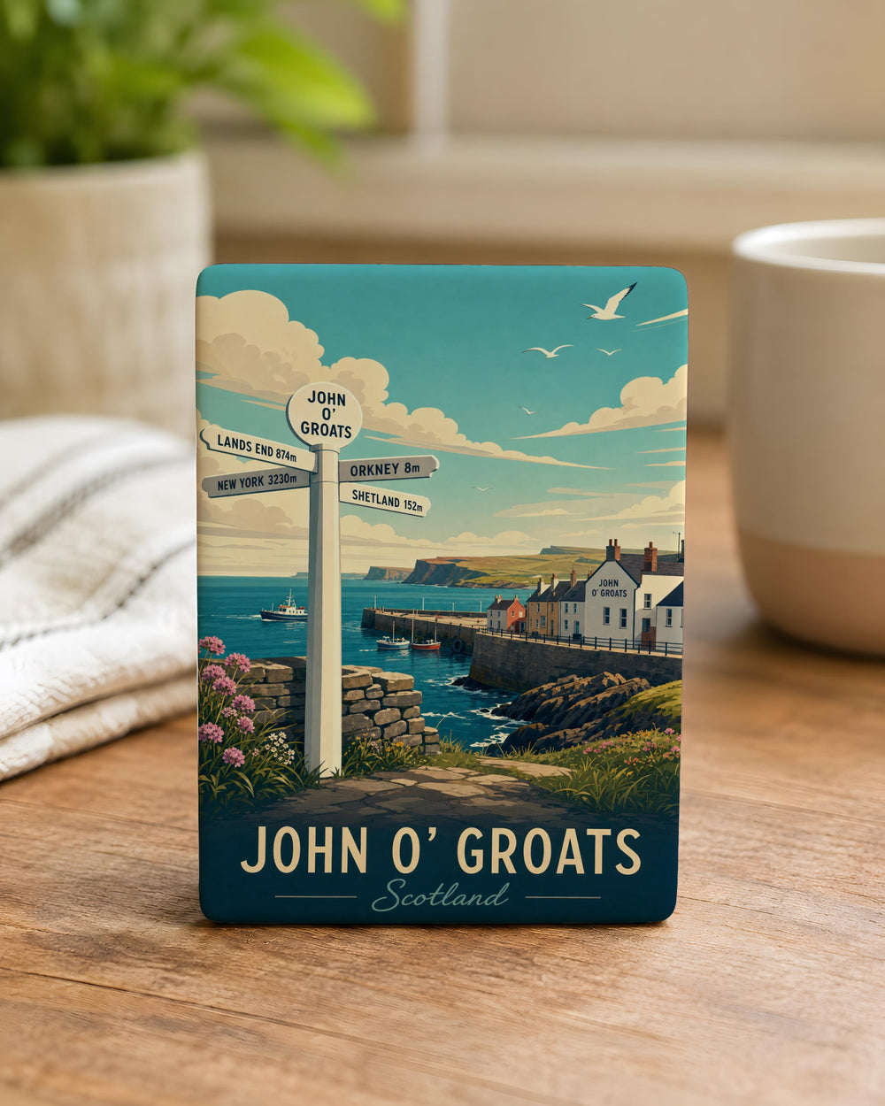 John o Groats Fridge Magnet, Scotland Landmark Souvenir Magnet, Coastal Travel Keepsake Gift