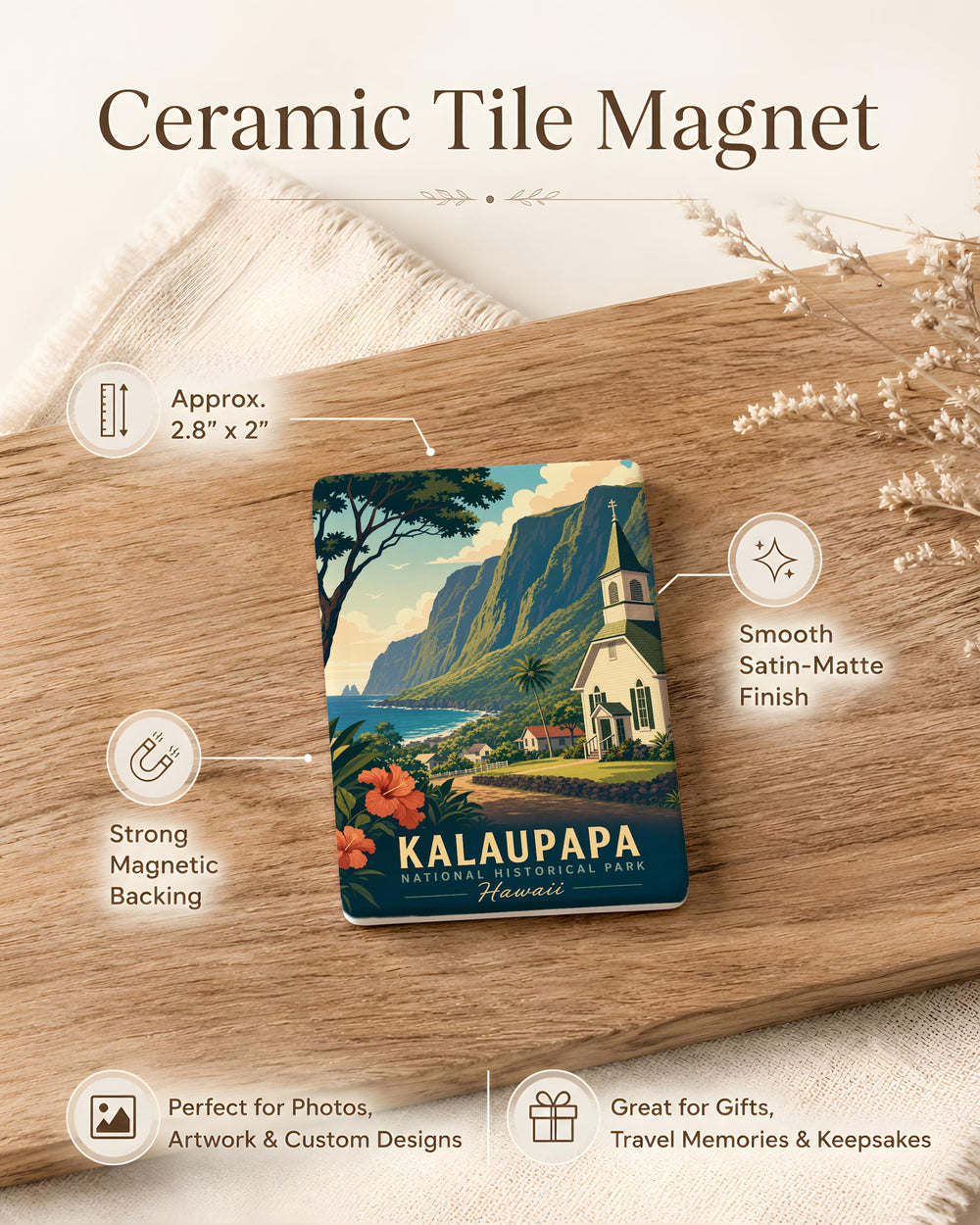 Kalaupapa National Historical Park Fridge Magnet, Molokai Hawaii Landmark Souvenir Magnet, National Park Travel Keepsake Gift