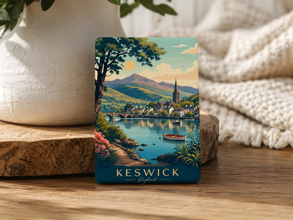 Keswick England Fridge Magnet, Lake District Souvenir Magnet, Keswick Town Travel Keepsake, UK Vacation Gift