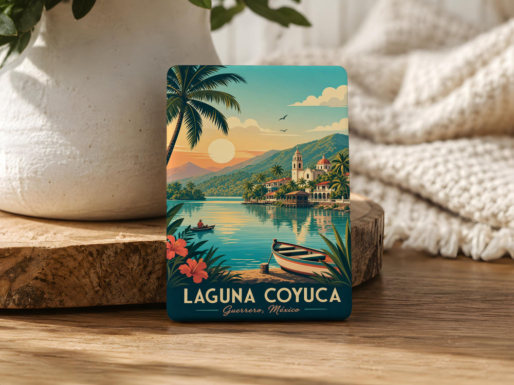 Laguna Coyuca Fridge Magnet, Coyuca Lagoon Mexico Souvenir, Coastal Lagoon Landscape Magnet, Travel Keepsake Magnet