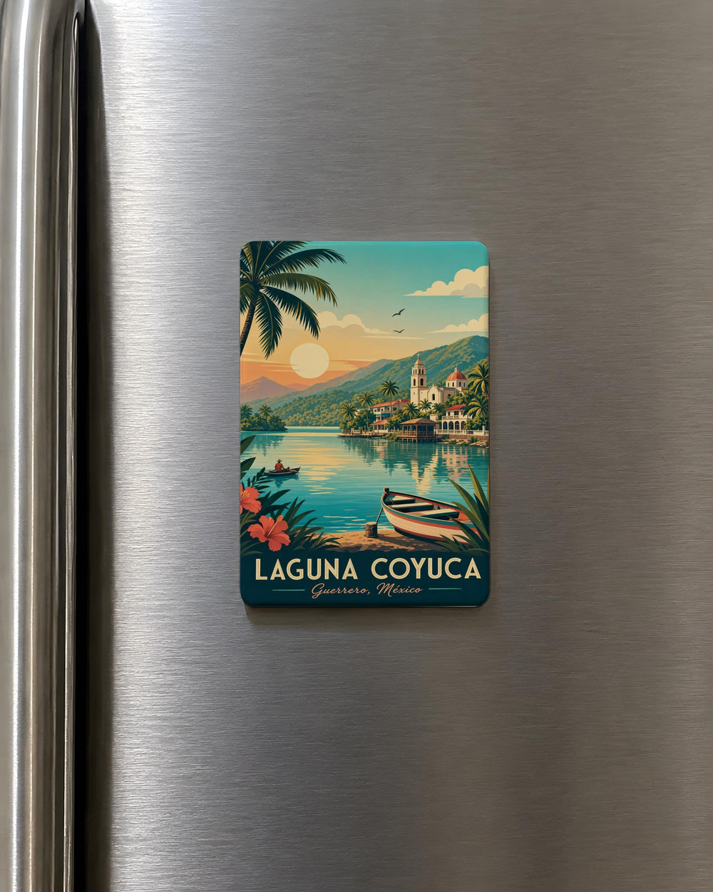 Laguna Coyuca Fridge Magnet, Coyuca Lagoon Mexico Souvenir, Coastal Lagoon Landscape Magnet, Travel Keepsake Magnet