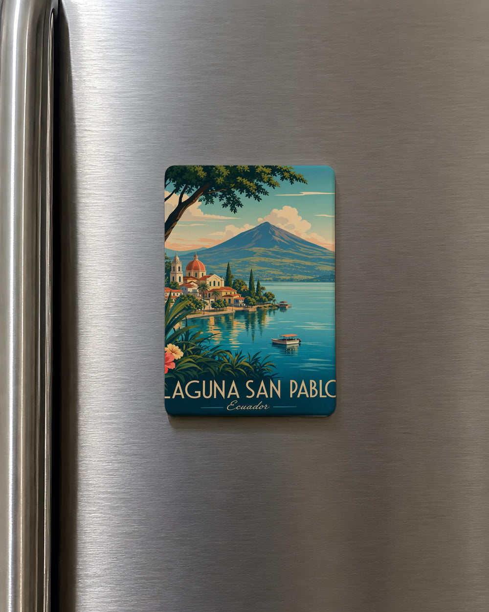 Laguna San Pablo Fridge Magnet, Ecuador Lake Souvenir Magnet, Otavalo Imbabura Travel Keepsake Magnet