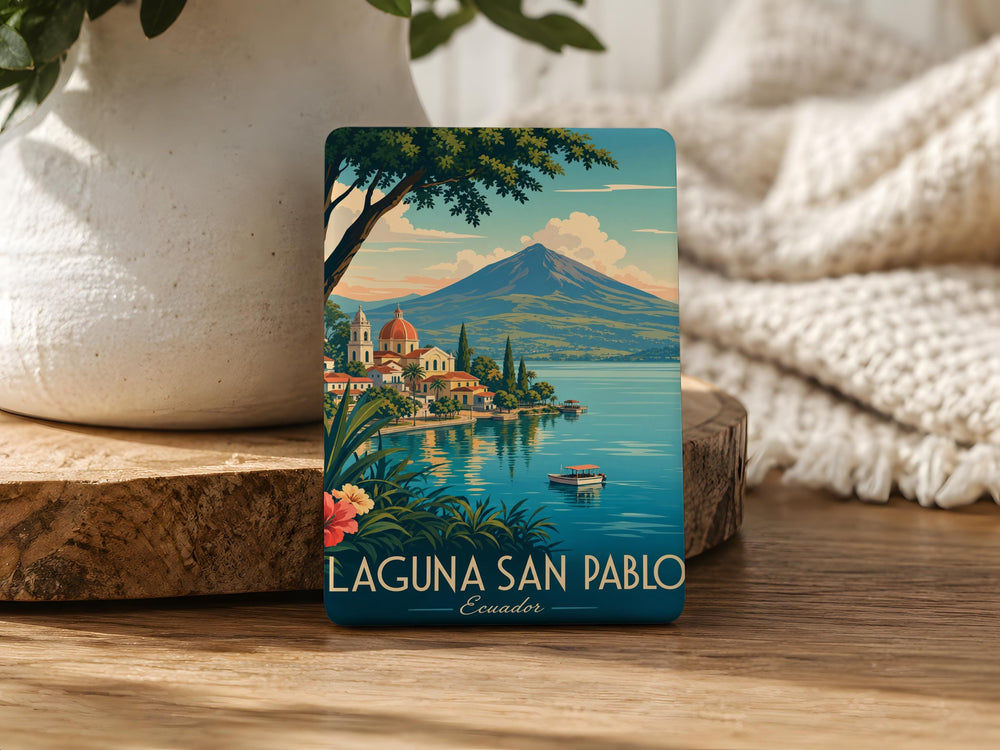 Laguna San Pablo Fridge Magnet, Ecuador Lake Souvenir Magnet, Otavalo Imbabura Travel Keepsake Magnet