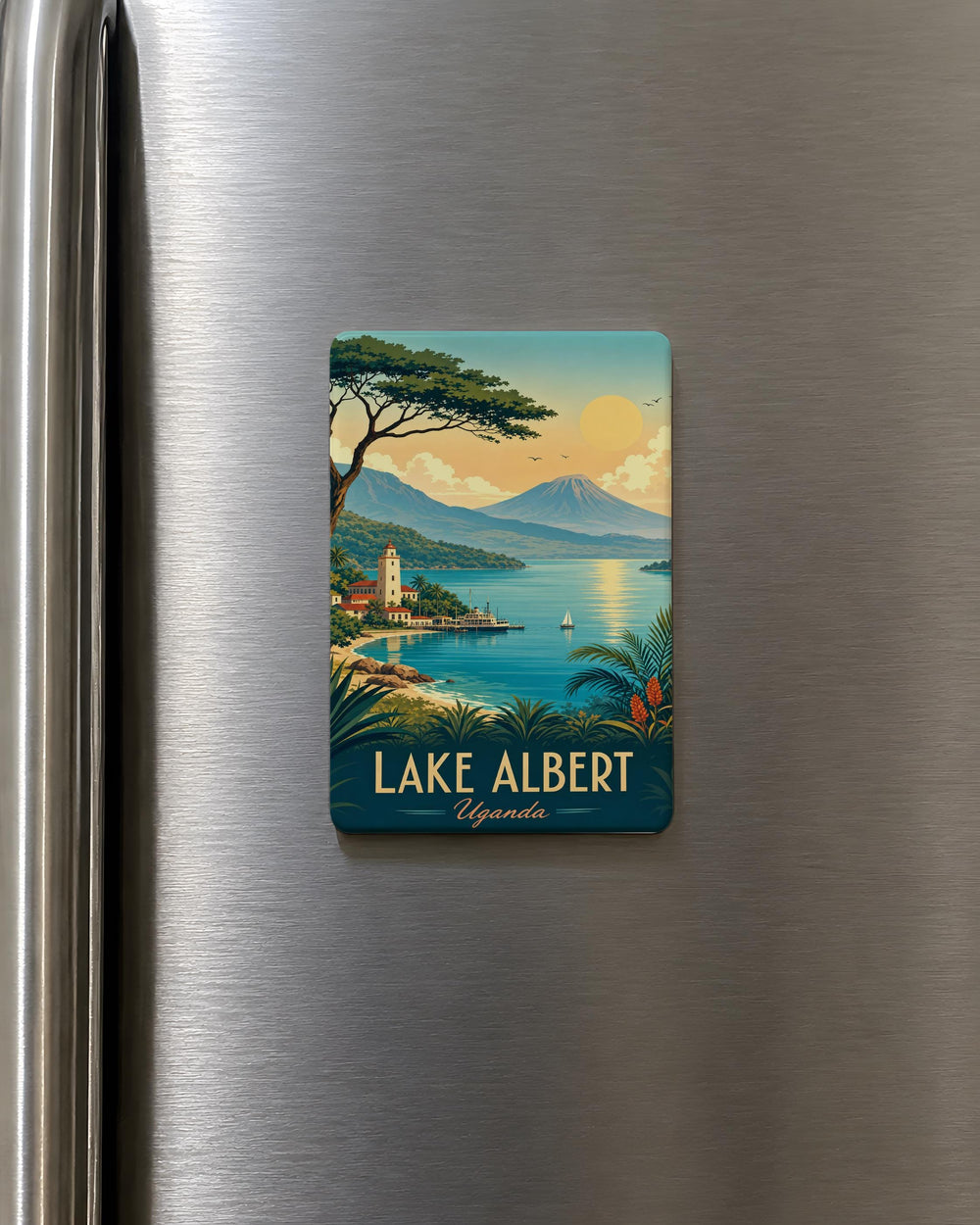Lake Albert Fridge Magnet, Lake Albert Souvenir Magnet, Uganda Lake Albert Travel Gift, Africa Lake Landmark Magnet