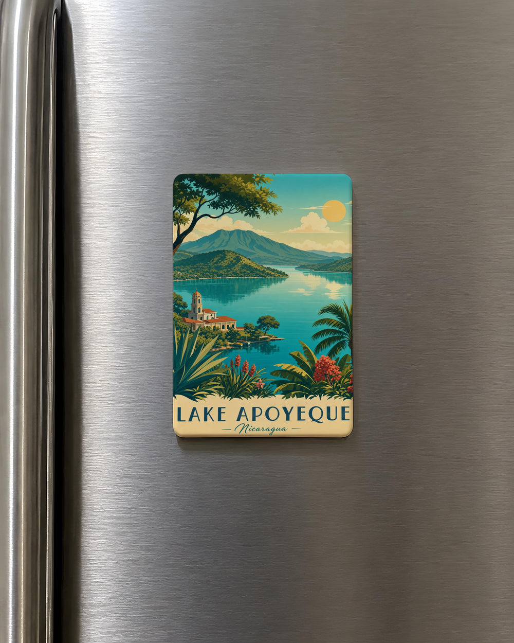 Lake Apoyeque Fridge Magnet, Nicaragua Lake Souvenir, Apoyeque Lagoon Travel Keepsake, Central America Landmark Magnet
