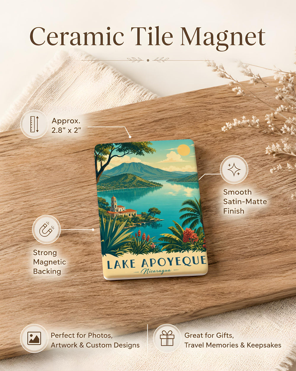 Lake Apoyeque Fridge Magnet, Nicaragua Lake Souvenir, Apoyeque Lagoon Travel Keepsake, Central America Landmark Magnet