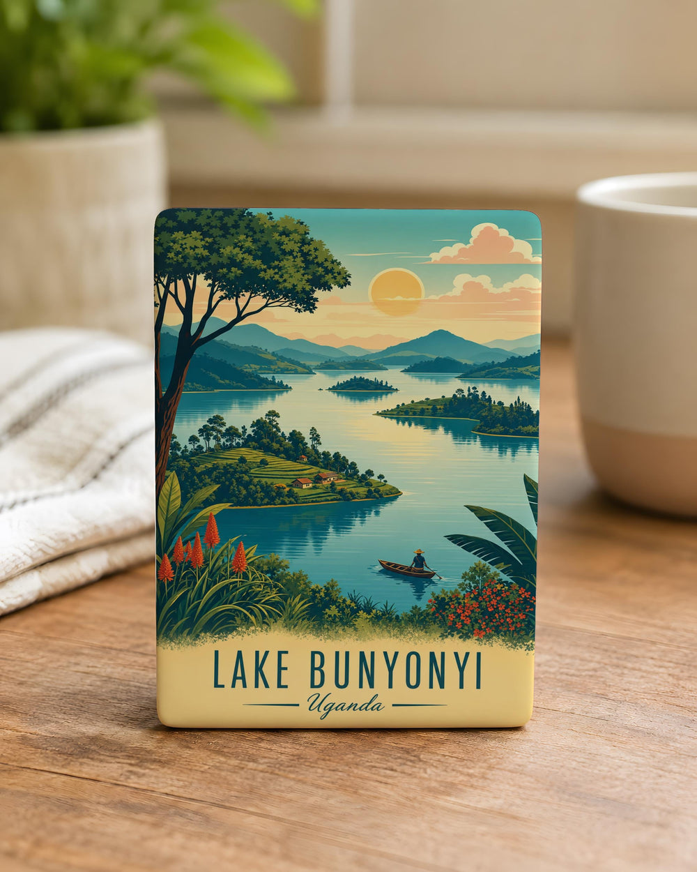 Lake Bunyonyi Fridge Magnet, Uganda Lake Souvenir Magnet, African Travel Keepsake, Lake Bunyonyi Gift for Travelers