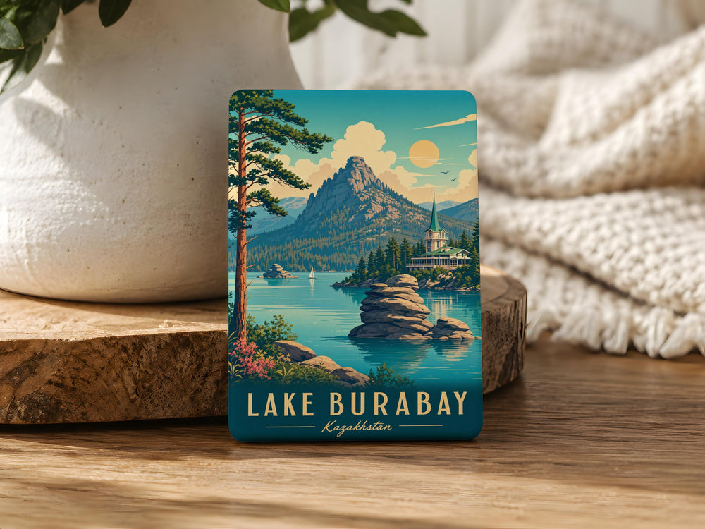 Lake Burabay Fridge Magnet, Burabay Kazakhstan Souvenir Magnet, Lake Landscape Travel Keepsake Magnet
