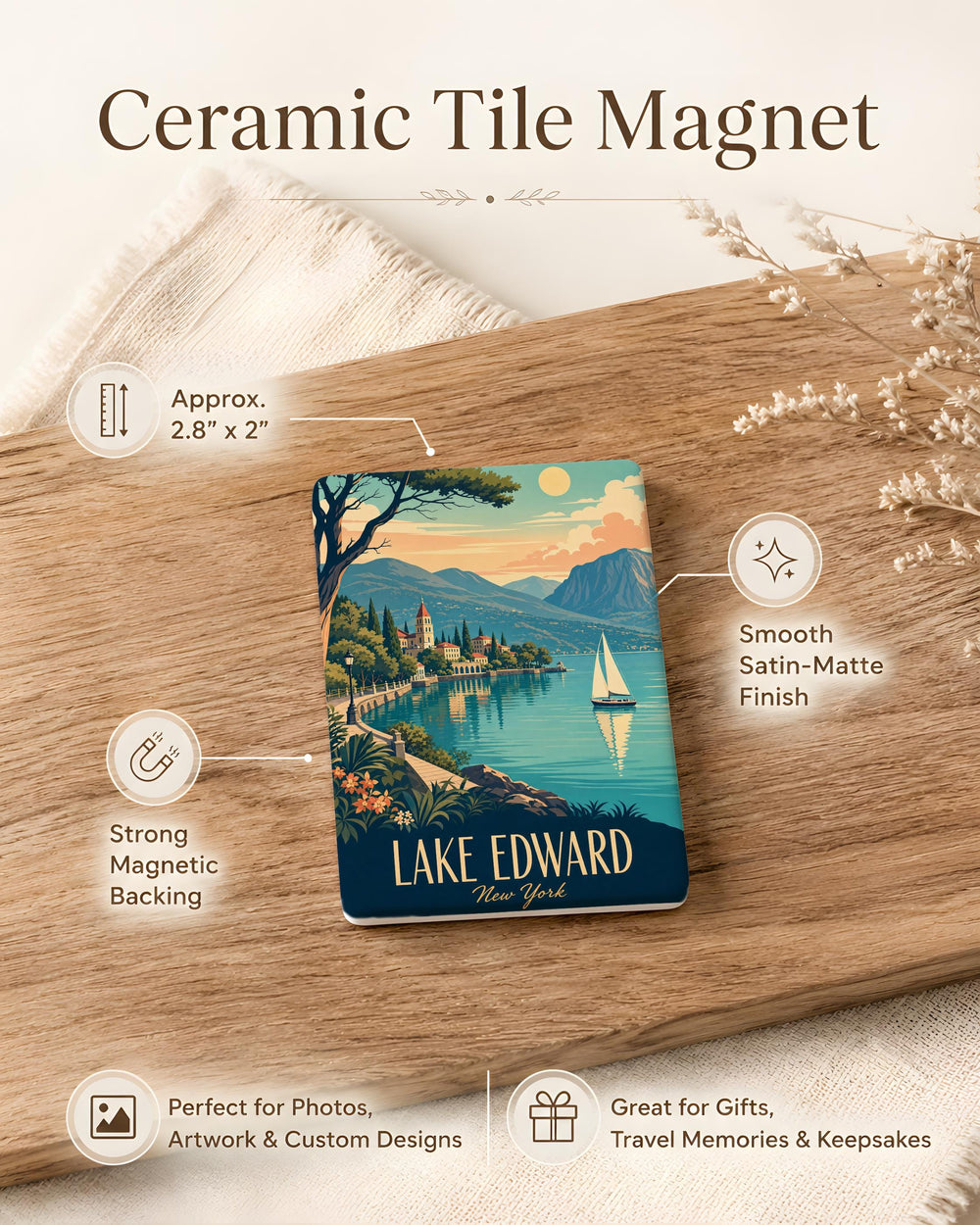 Lake Edward Fridge Magnet, Lake Edward Uganda Souvenir, African Great Lakes Travel Keepsake, National Park Wildlife Gift