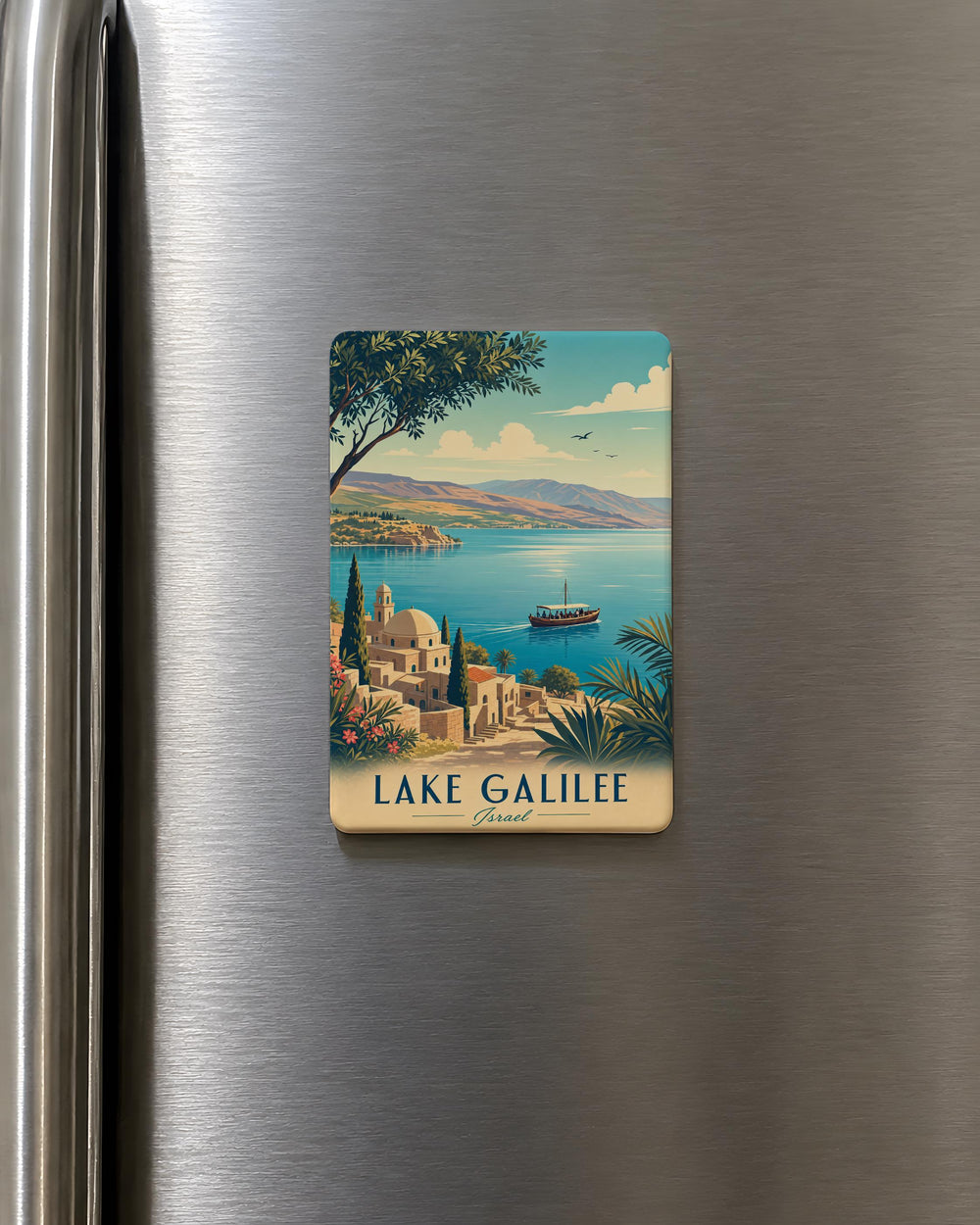 Lake Galilee Fridge Magnet, Sea of Galilee Israel Souvenir Magnet, Holy Land Travel Gift, Biblical Christian Keepsake Magnet