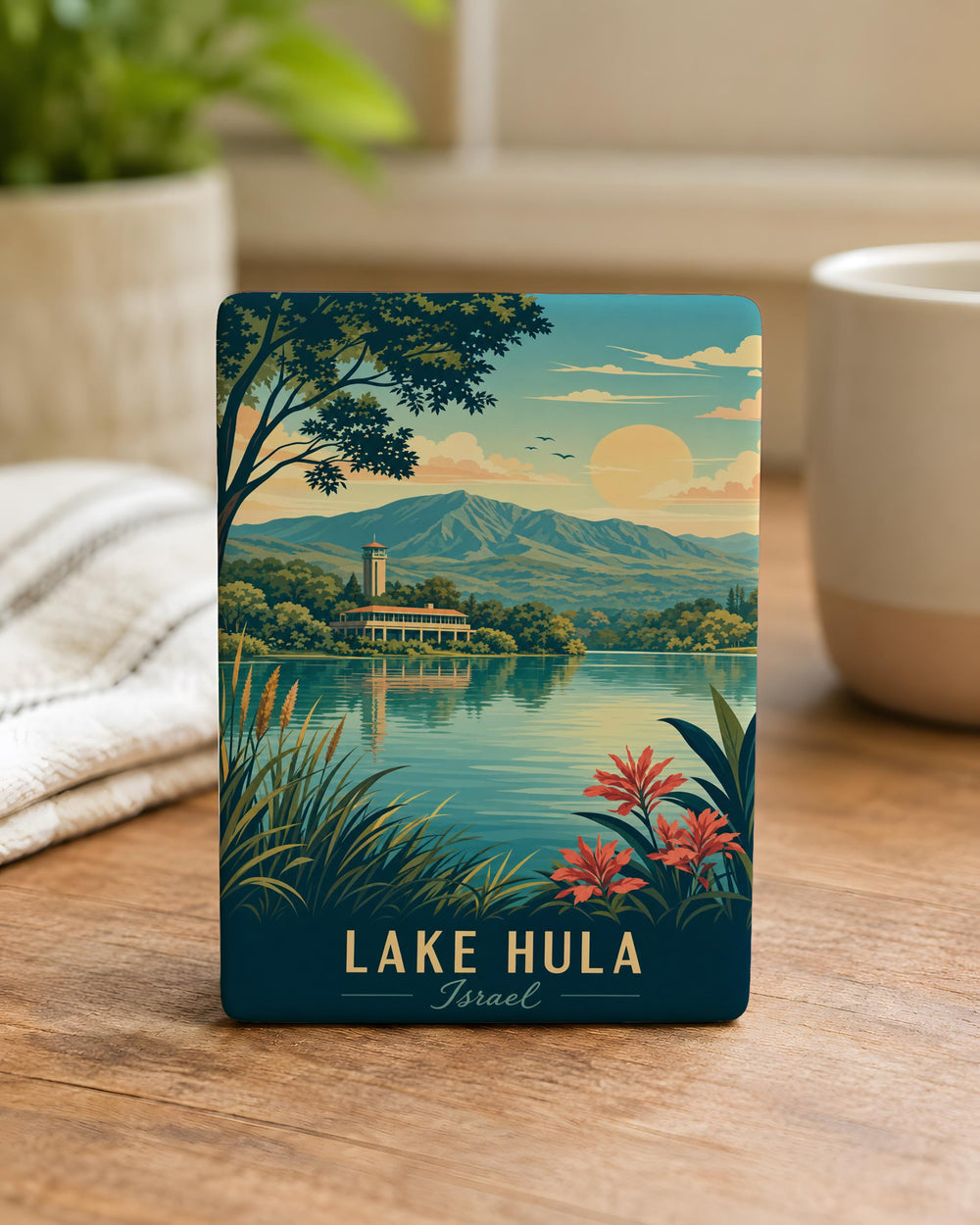 Lake Hula Fridge Magnet, Hula Valley Israel Souvenir Magnet, Scenic Lake Landscape Travel Keepsake Magnet