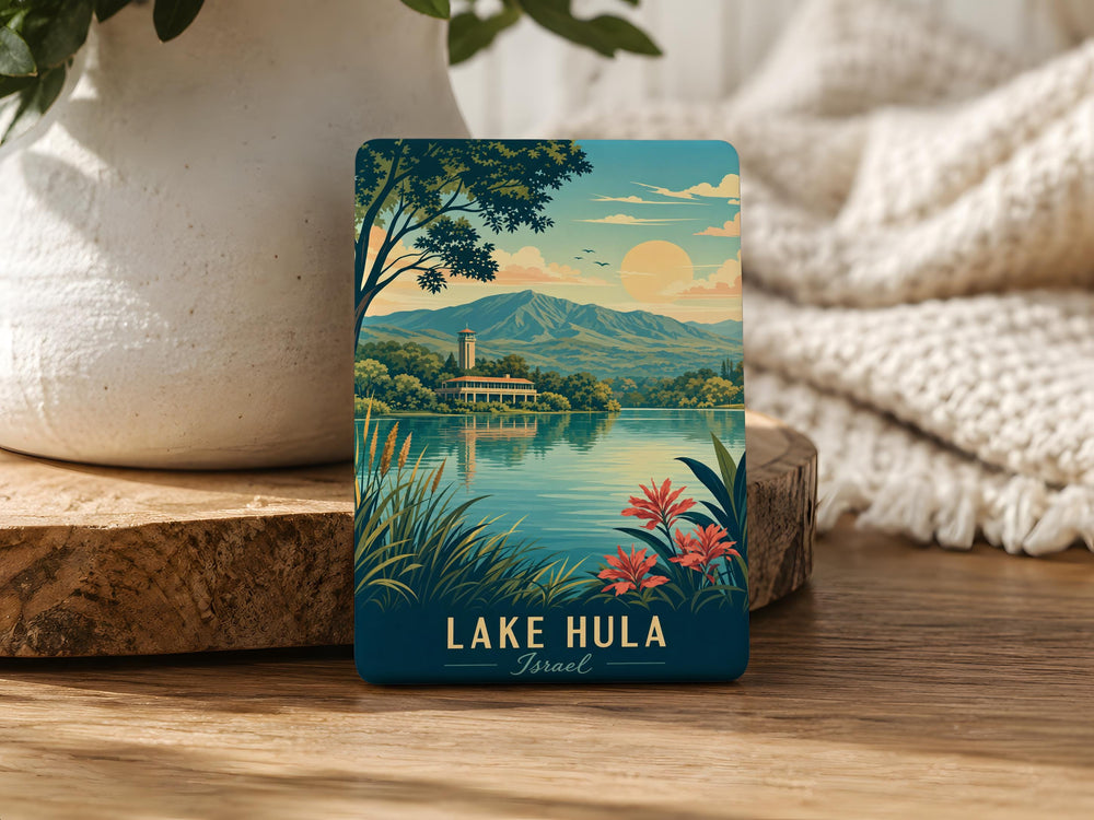 Lake Hula Fridge Magnet, Hula Valley Israel Souvenir Magnet, Scenic Lake Landscape Travel Keepsake Magnet