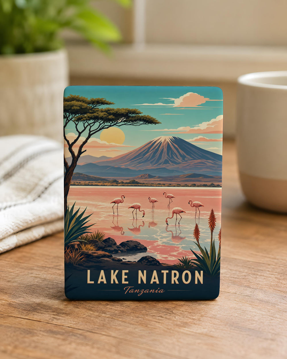 Lake Natron Tanzania Fridge Magnet, African Soda Lake Landscape Souvenir, Travel Keepsake Magnet