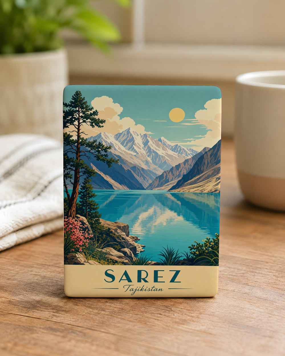 Lake Sarez Fridge Magnet, Tajikistan Mountain Lake Souvenir Magnet, Pamir Mountains Travel Keepsake Magnet
