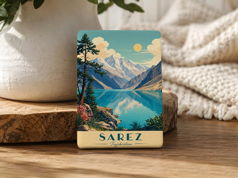 Lake Sarez Fridge Magnet, Tajikistan Mountain Lake Souvenir Magnet, Pamir Mountains Travel Keepsake Magnet