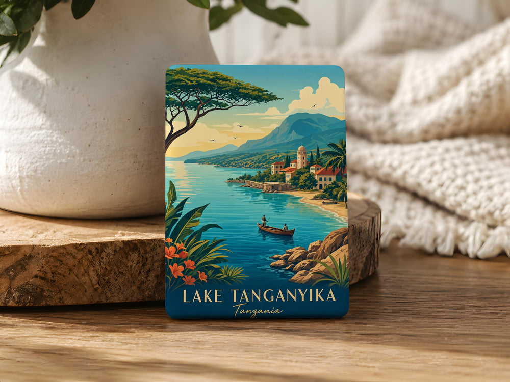 Lake Tanganyika Fridge Magnet, African Great Lakes Souvenir, Tanzania Burundi DR Congo Zambia Travel Keepsake Magnet