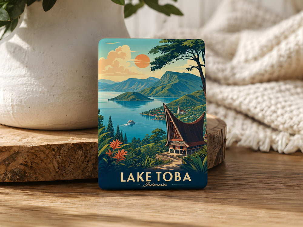 Lake Toba Indonesia Fridge Magnet, North Sumatra Souvenir, Indonesian Travel Keepsake, Scenic Lake Landmark Magnet