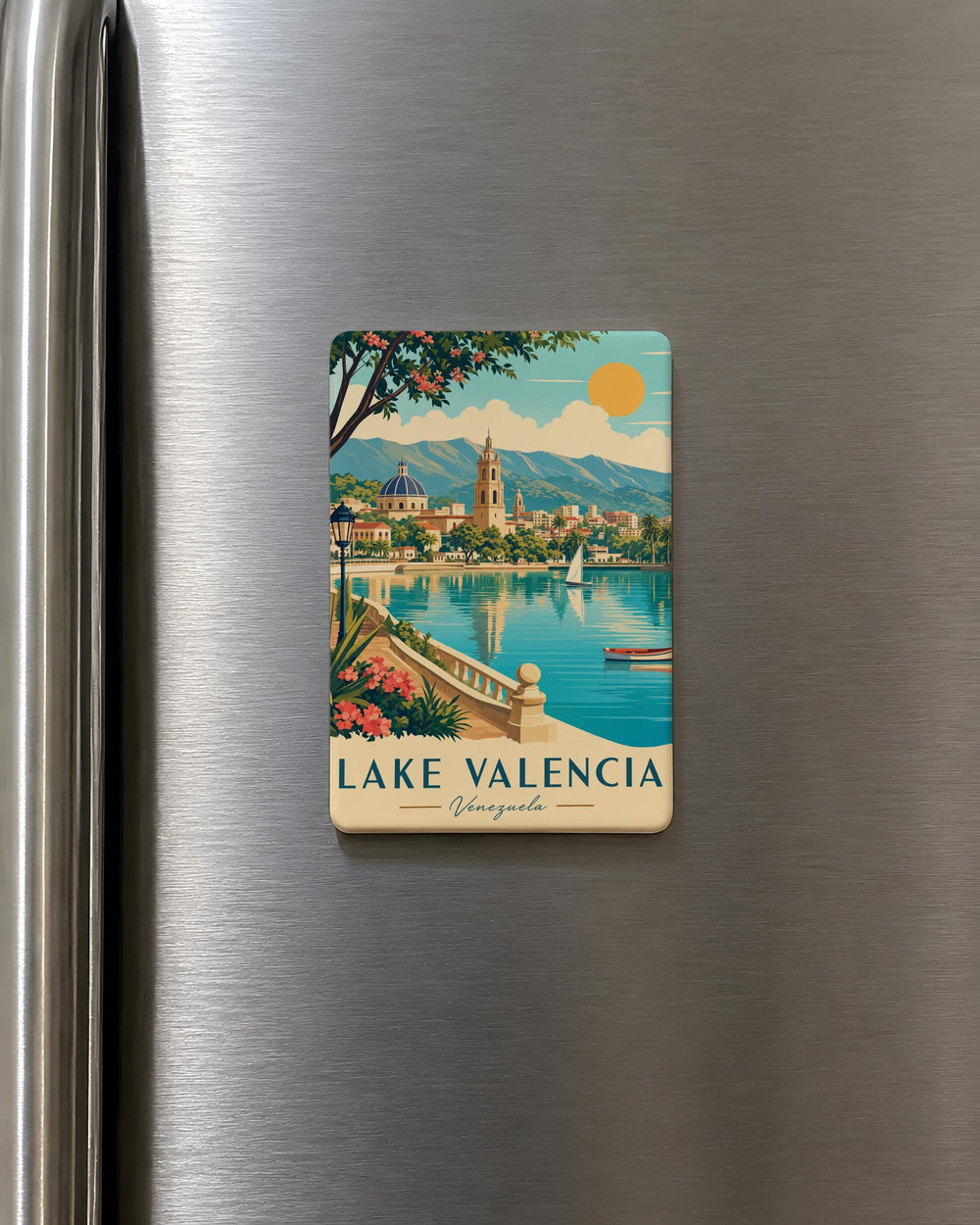 Lake Valencia Fridge Magnet, Lake Valencia Souvenir Magnet, Valencia Lake Travel Gift, Lakeside Keepsake Magnet