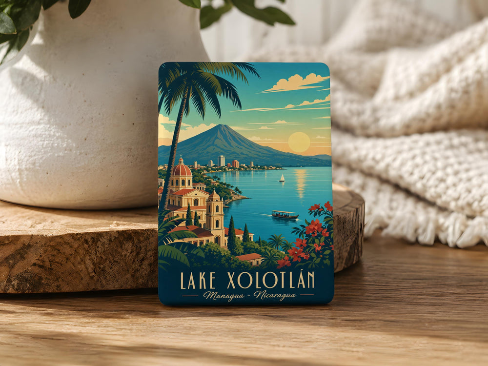 Lake Xolotl Fridge Magnet, Lake Scene Souvenir Magnet, Travel Keepsake Kitchen Decor Magnet