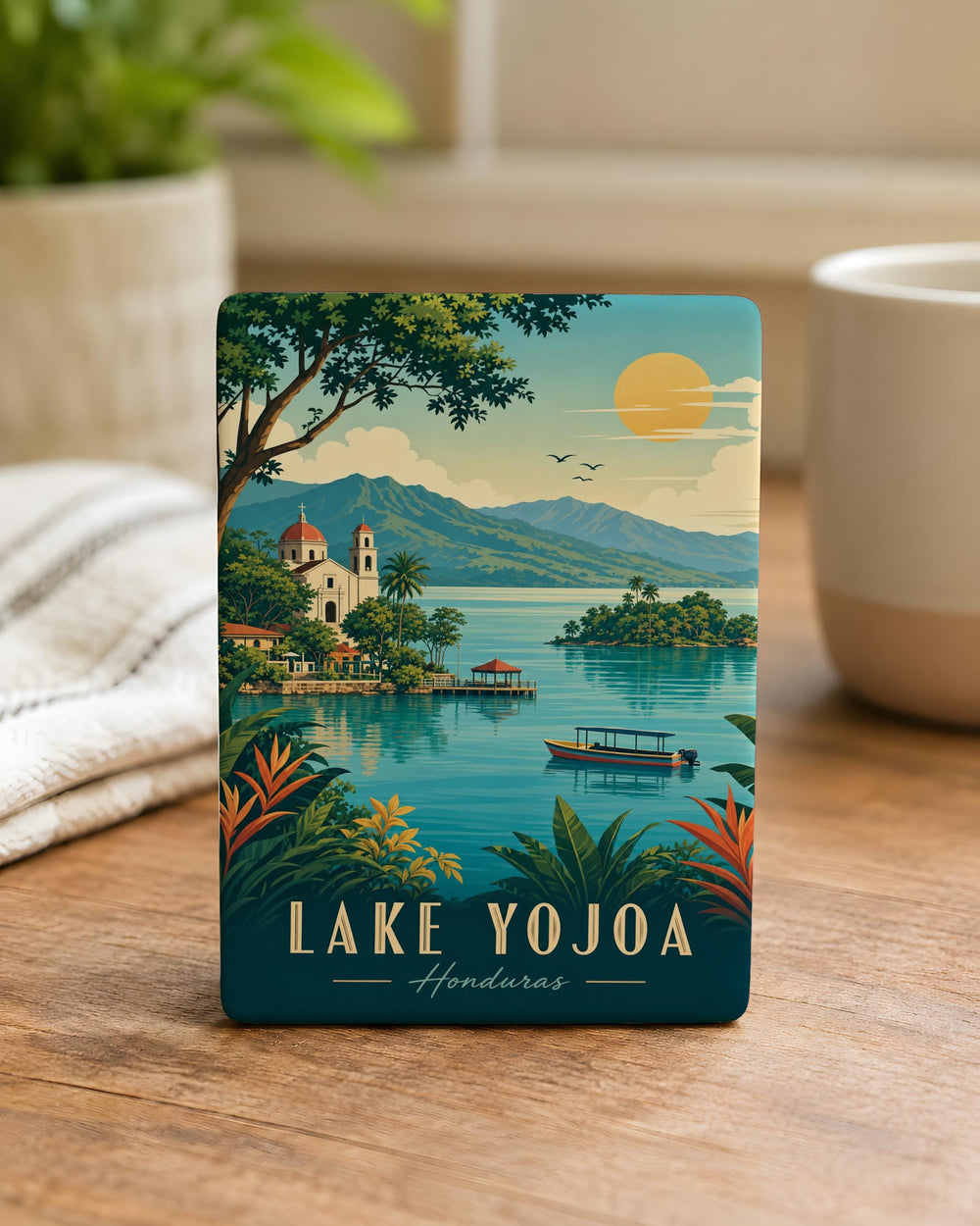 Lake Yojoa Honduras Fridge Magnet, Scenic Lake Souvenir Magnet, Travel Keepsake, Central America Lake Decor
