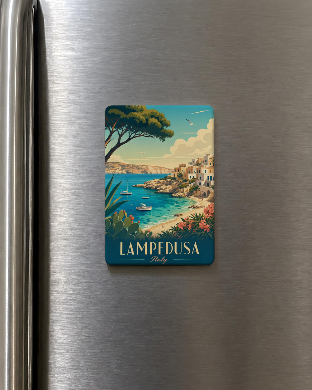 Lampedusa Italy Fridge Magnet, Lampedusa Island Souvenir Magnet, Sicily Travel Gift, Italian Coastal Landmark Keepsake Magnet