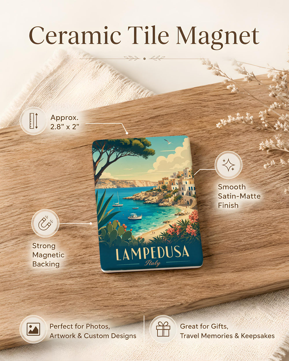 Lampedusa Italy Fridge Magnet, Lampedusa Island Souvenir Magnet, Sicily Travel Gift, Italian Coastal Landmark Keepsake Magnet