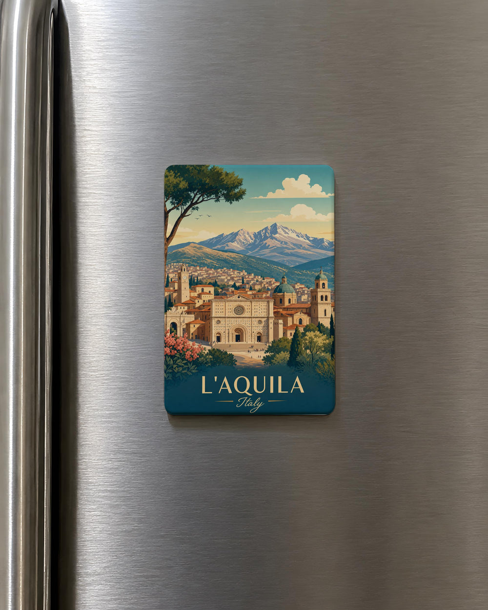 L'Aquila Italy Fridge Magnet, Abruzzo Travel Souvenir, Italian City Landmark Keepsake, L'Aquila Gift for Italy Lovers