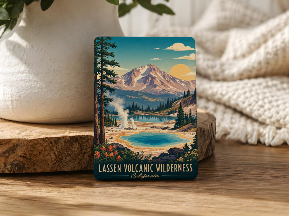 Lassen Volcanic Wilderness Fridge Magnet, California National Wilderness Souvenir, Mountain Landscape Travel Keepsake Magnet